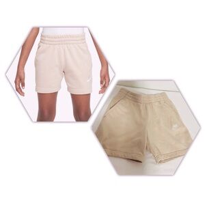 Nike Sportswear Club Fleece Big Kids Girls Size Large French Terry Shorts Beige